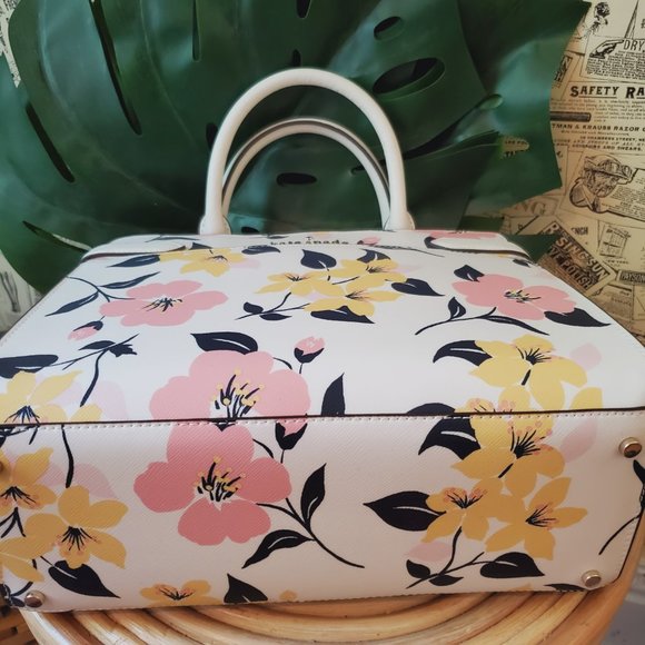 NWT Kate Spade Staci Lily Bloom Floral Medium Satchel Crossbody Cream Multi - Picture 8 of 9
